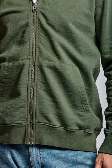 Easy Mondays Slub Cotton Zip Hoodie Thyme-Men's Sweatshirts-Brooklyn-Vancouver-Yaletown-Canada