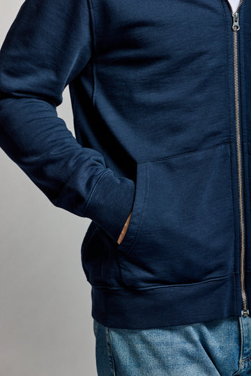 Easy Mondays Slub Cotton Zip Hoodie Navy-Men's Sweatshirts-Brooklyn-Vancouver-Yaletown-Canada