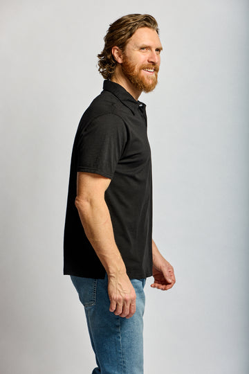 Easy Mondays Slub Cotton Polo Black-Men's T-Shirts-Brooklyn-Vancouver-Yaletown-Canada