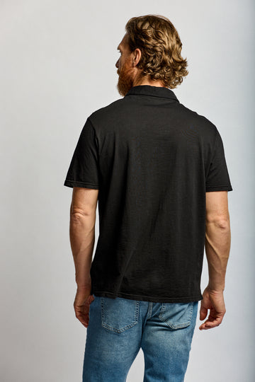Easy Mondays Slub Cotton Polo Black-Men's T-Shirts-Brooklyn-Vancouver-Yaletown-Canada