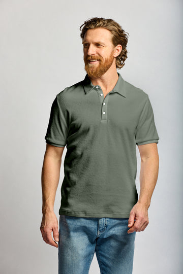 Easy Mondays Towel Terry Polo Thyme-Men's T-Shirts-Brooklyn-Vancouver-Yaletown-Canada