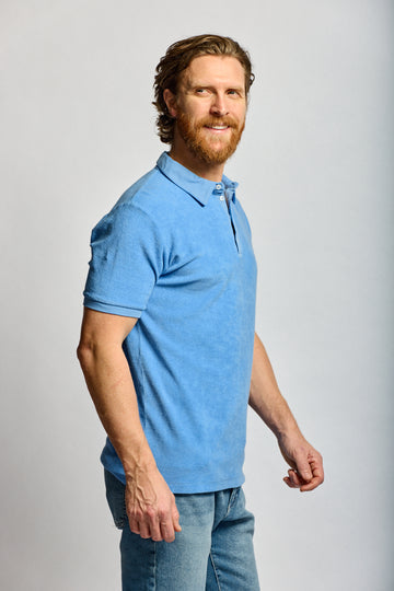 Easy Mondays Towel Terry Polo Azure-Men's T-Shirts-Brooklyn-Vancouver-Yaletown-Canada