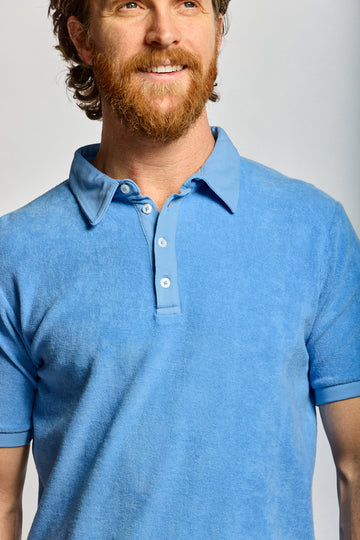 Easy Mondays Towel Terry Polo Azure-Men's T-Shirts-Brooklyn-Vancouver-Yaletown-Canada