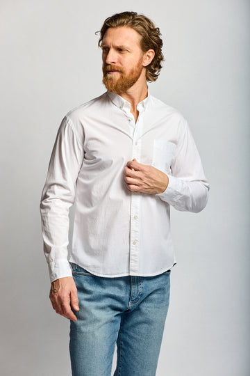 Easy Mondays Stretch Poplin Shirt White-Men's Shirts-Brooklyn-Vancouver-Yaletown-Canada