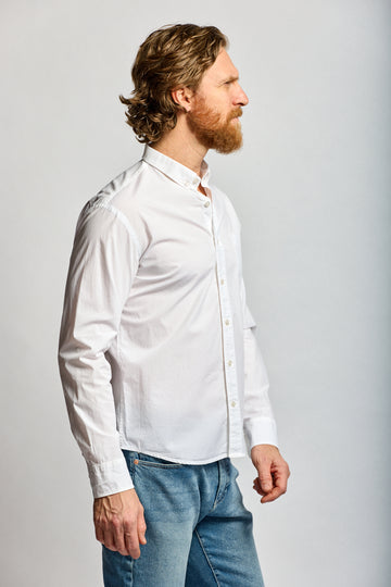 Easy Mondays Stretch Poplin Shirt White-Men's Shirts-Brooklyn-Vancouver-Yaletown-Canada