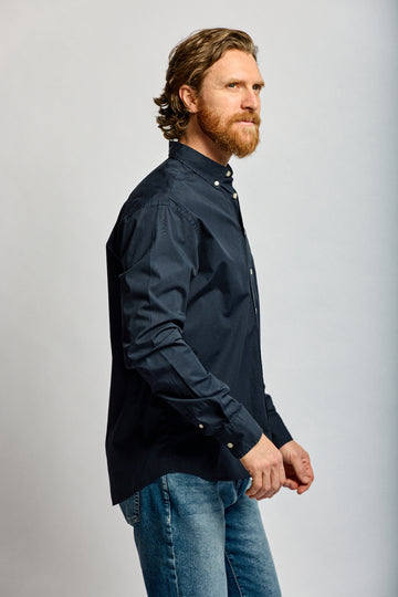 Easy Mondays Stretch Poplin Shirt Navy-Men's Shirts-Brooklyn-Vancouver-Yaletown-Canada