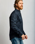 Easy Mondays Stretch Poplin Shirt Navy-Men's Shirts-Brooklyn-Vancouver-Yaletown-Canada
