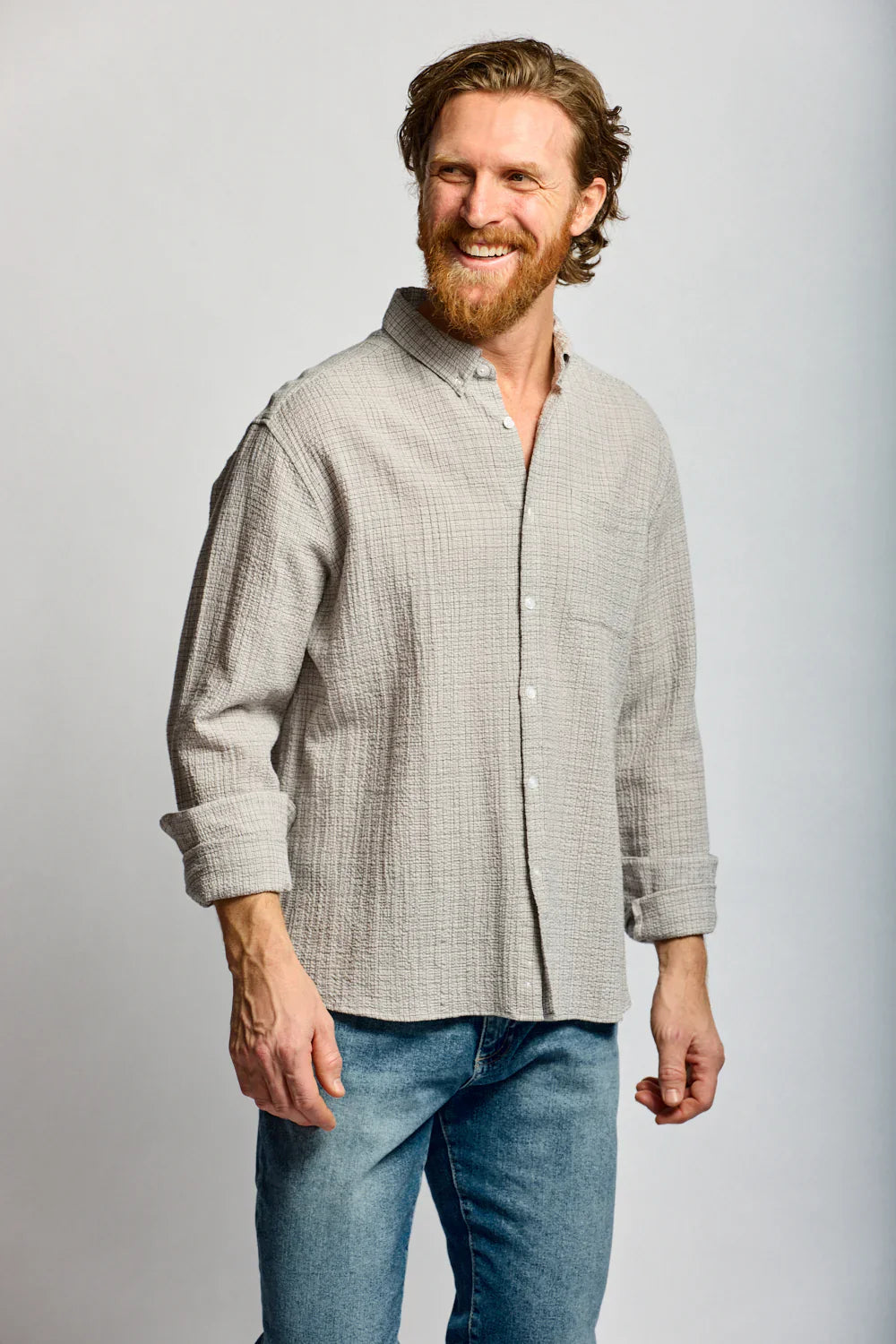 Easy Mondays Crinkle Button Down Stone-Men's Shirts-Howard-Surrey-Canada