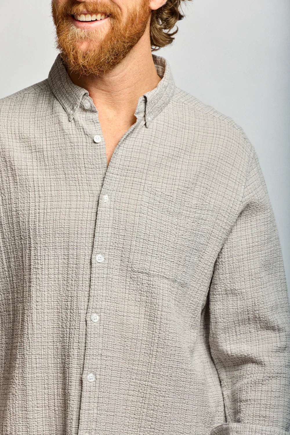 Easy Mondays Crinkle Button Down Stone-Men's Shirts-Howard-Surrey-Canada