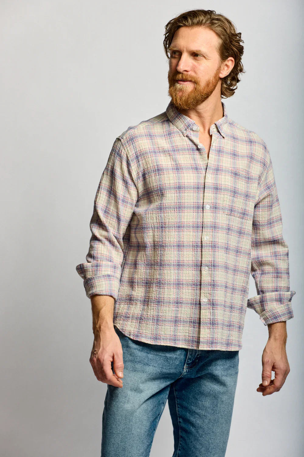 Easy Mondays Crinkle Button Down Carousel-Men's Shirts-Howard-Surrey-Canada
