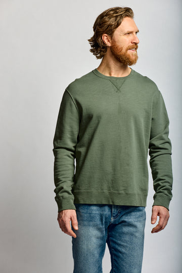 Easy Mondays Slub Cotton Sweatshirt Thyme-Men's Sweatshirts-Brooklyn-Vancouver-Yaletown-Canada