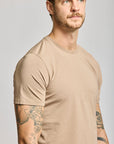 Easy Mondays Crew Neck Short Sleeve Cotton T-Shirt - Latte-Men's T-Shirts-Brooklyn-Vancouver-Yaletown-Canada