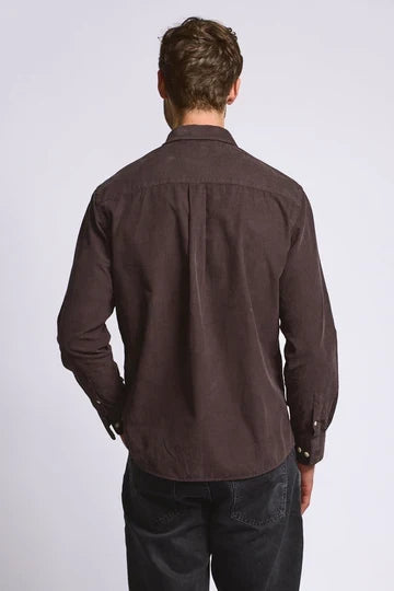 Easy Mondays Micro Corduroy Shirt - Espresso-Men's Shirts-Brooklyn-Vancouver-Yaletown-Canada