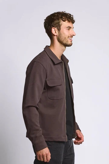 Easy Mondays Diagonal Zip Up Jacket - Espresso-Men's Jackets-Brooklyn-Vancouver-Yaletown-Canada