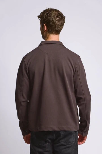 Easy Mondays Diagonal Zip Up Jacket - Espresso-Men's Jackets-Brooklyn-Vancouver-Yaletown-Canada