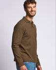 Easy Mondays Long Sleeve Pique Polo - Espresso-Men's T-Shirts-Brooklyn-Vancouver-Yaletown-Canada