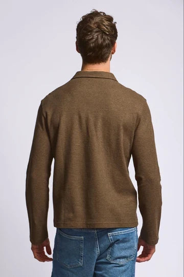 Easy Mondays Long Sleeve Pique Polo - Espresso-Men's T-Shirts-Brooklyn-Vancouver-Yaletown-Canada