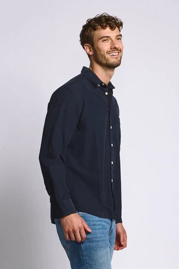 Easy Mondays Micro Corduroy Shirt - Navy-Men's Shirts-Brooklyn-Vancouver-Yaletown-Canada