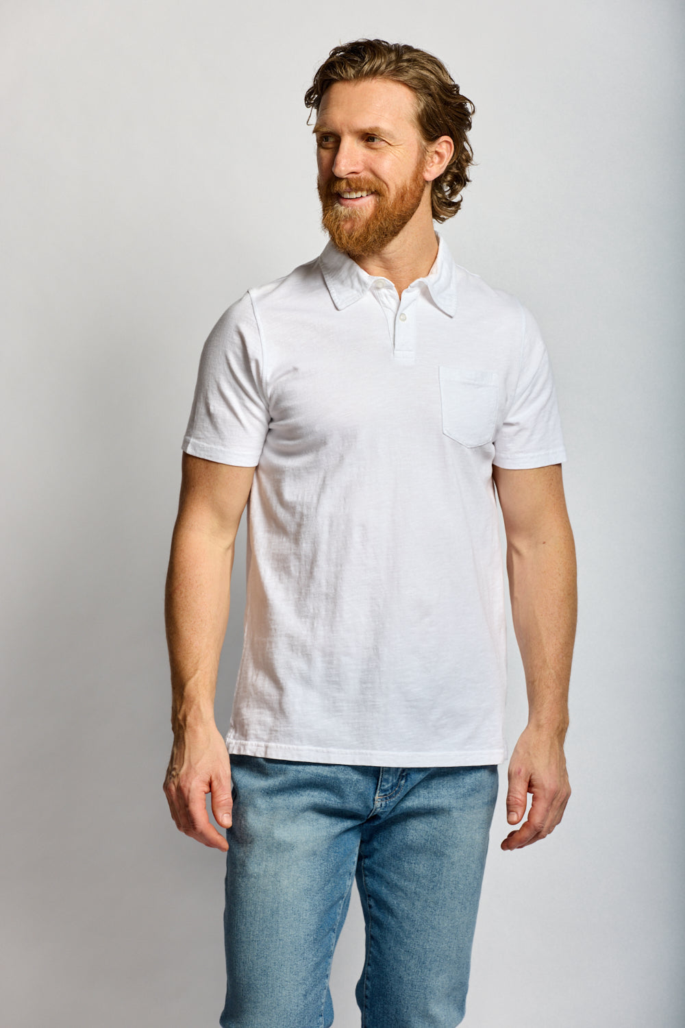 Easy Mondays Slub Cotton Polo White-Men's T-Shirts-Brooklyn-Vancouver-Yaletown-Canada