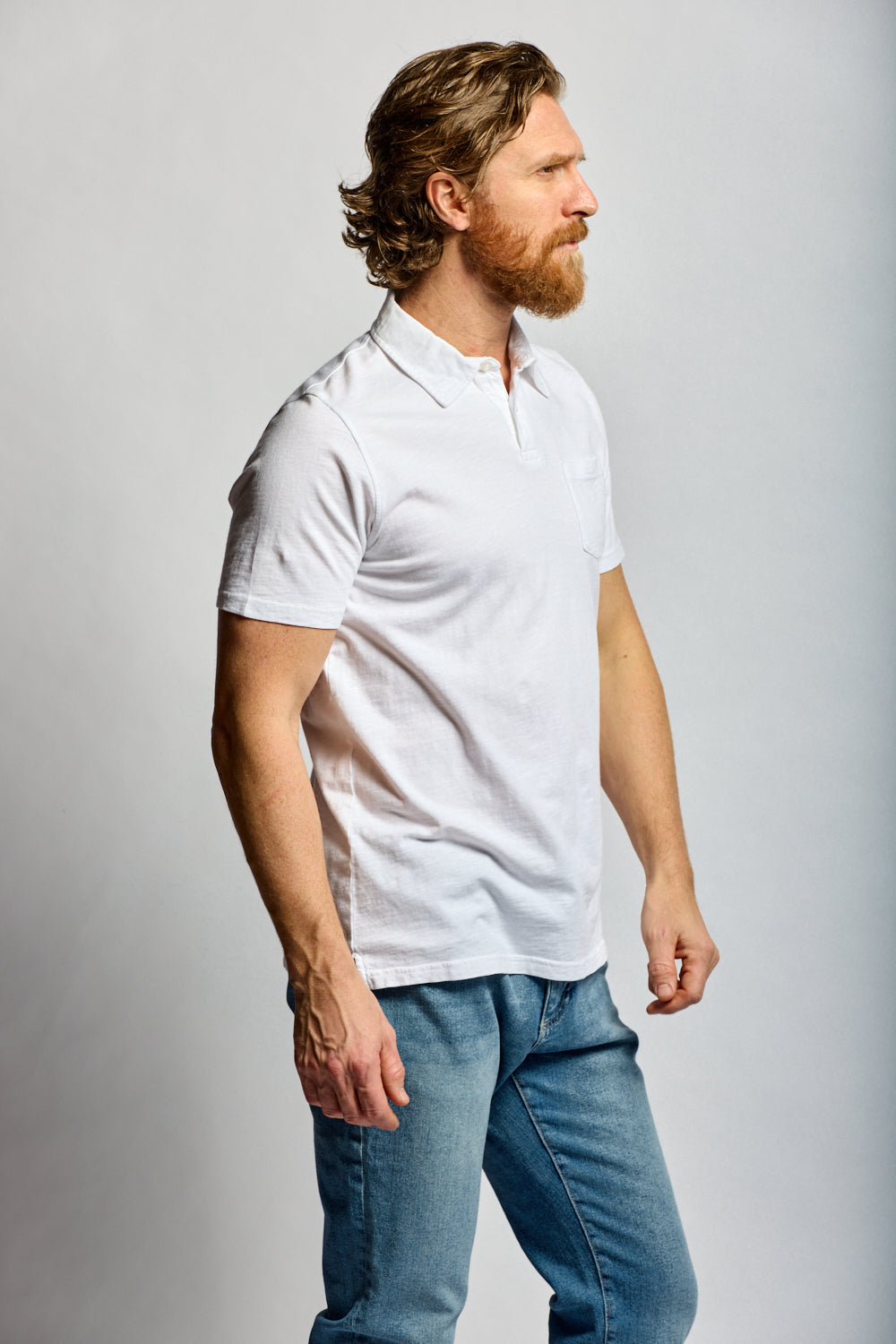 Easy Mondays Slub Cotton Polo White-Men's T-Shirts-Brooklyn-Vancouver-Yaletown-Canada