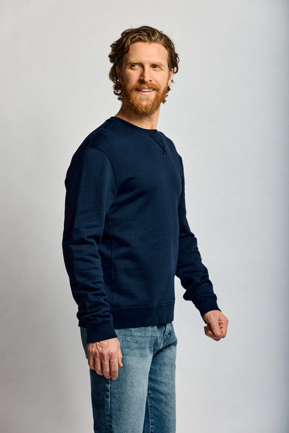 Easy Mondays Slub Cotton Sweatshirt Navy-Men's Sweatshirts-Brooklyn-Vancouver-Yaletown-Canada