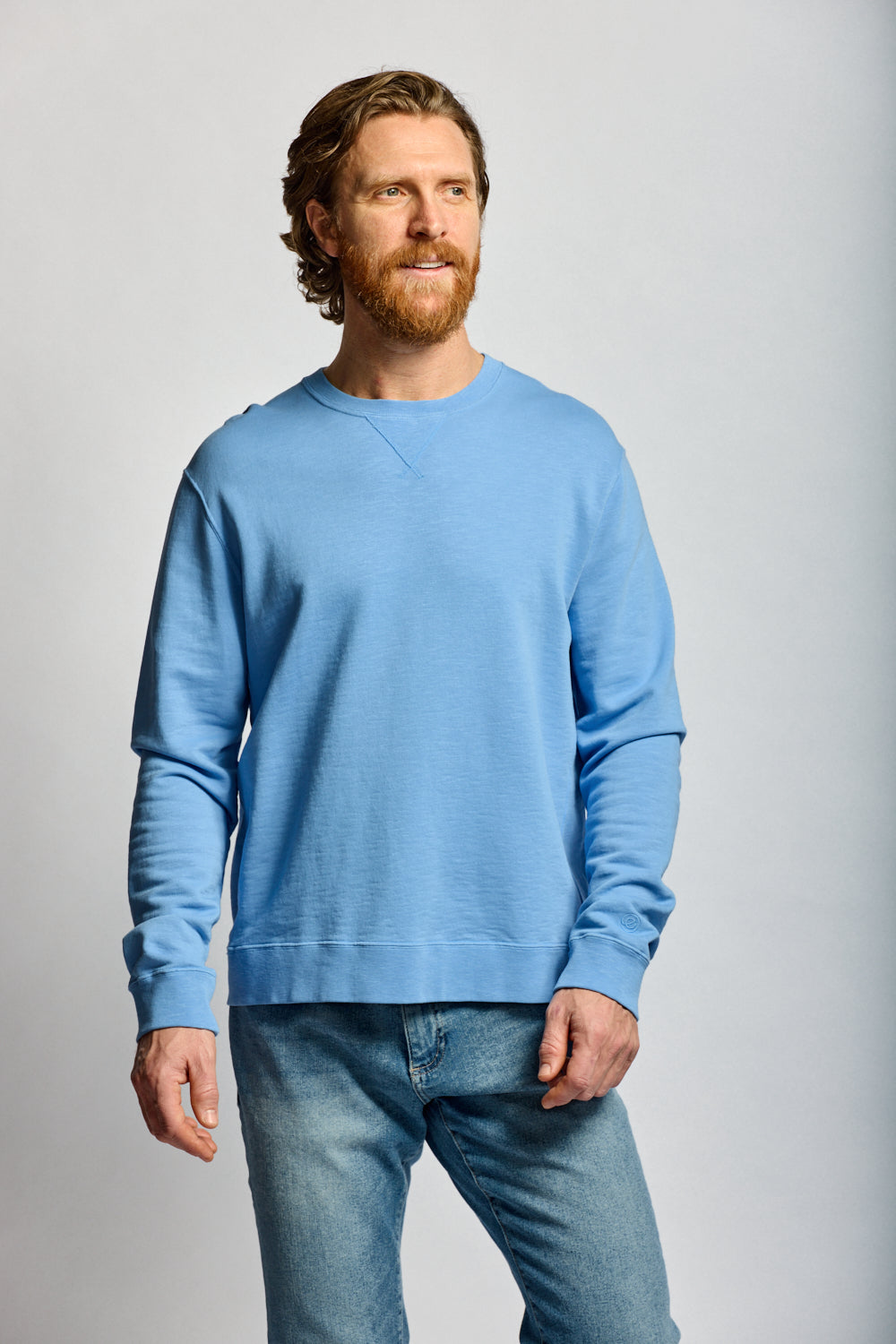 Easy Mondays Slub Cotton Sweatshirt Azure-Men's Sweatshirts-Brooklyn-Vancouver-Yaletown-Canada