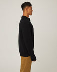 Peregrine Fisherman Cardigan - Black-Men's Sweaters-Brooklyn-Vancouver-Yaletown-Canada