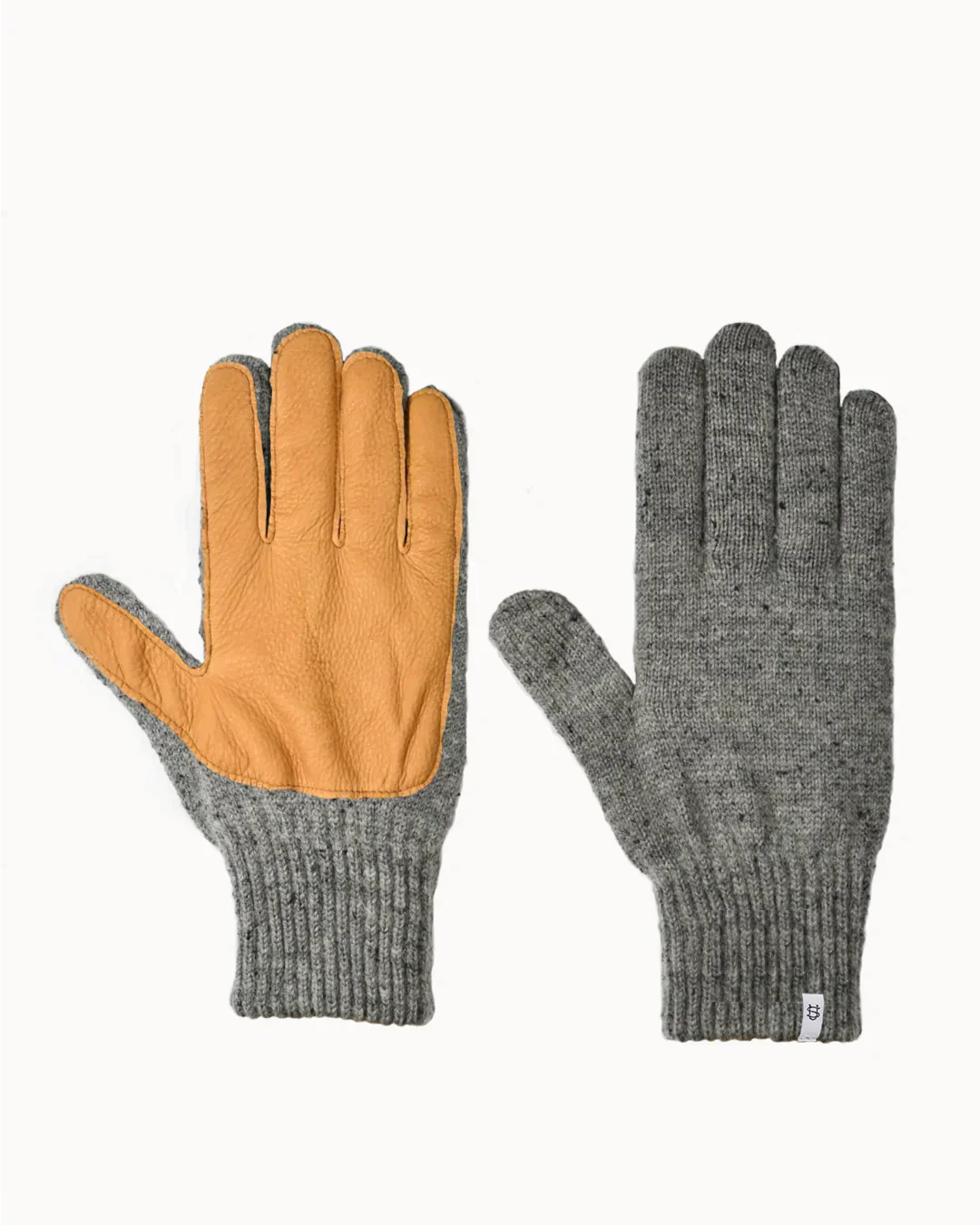 Upstate Stock Ragg Wool Full Finger W/Deerskin FW23-Men&#39;s Accessories-M-Grey Tweed-Yaletown-Vancouver-Surrey-Canada