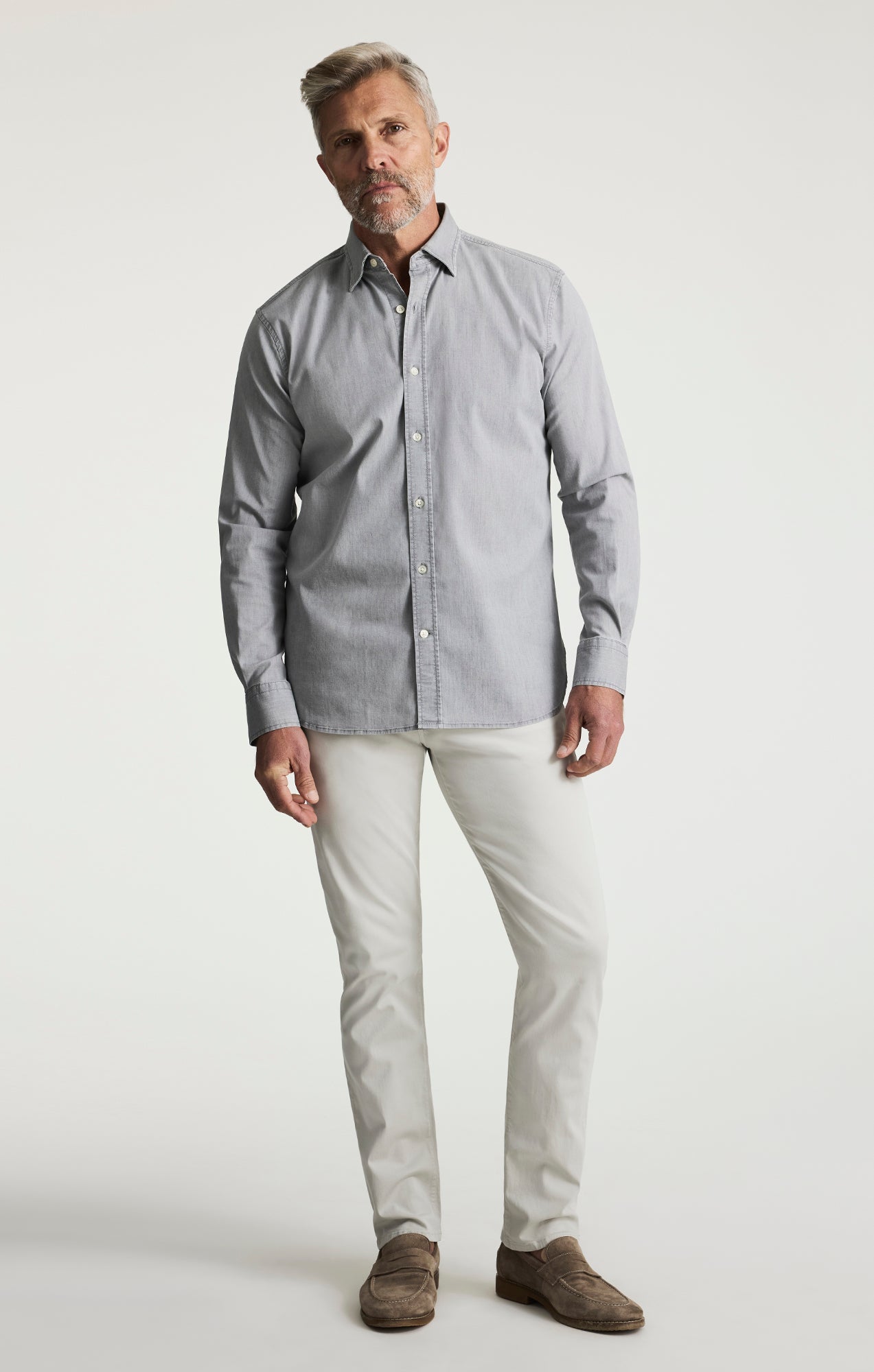 34 Heritage Denim Shirt Grey Indigo-Men's Shirts-Howard-Surrey-Canada
