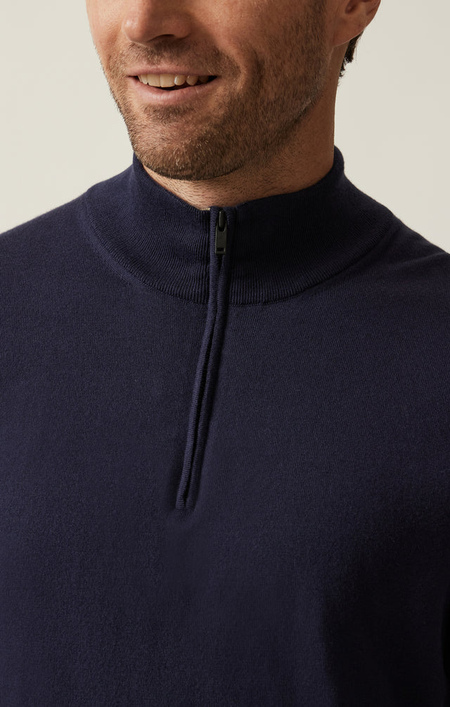 34 Heritage Quarter Zip Sweater Navy-Men&#39;s Sweaters-Brooklyn-Vancouver-Yaletown-Canada
