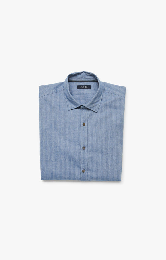 34 Heritage Herringbone Shirt Blue-Men&#39;s Shirts-Brooklyn-Vancouver-Yaletown-Canada