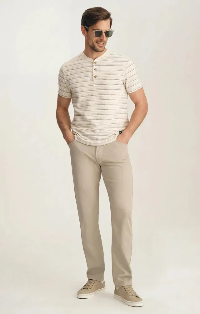 34 Heritage Striped Henley Beige-Men's T-Shirts-Brooklyn-Vancouver-Yaletown-Canada