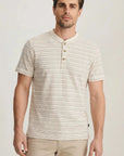 34 Heritage Striped Henley Beige-Men's T-Shirts-Brooklyn-Vancouver-Yaletown-Canada