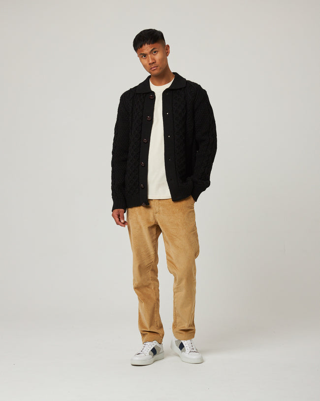 Peregrine Hudson Aran Cardigan - Black-Men&#39;s Sweaters-Brooklyn-Vancouver-Yaletown-Canada