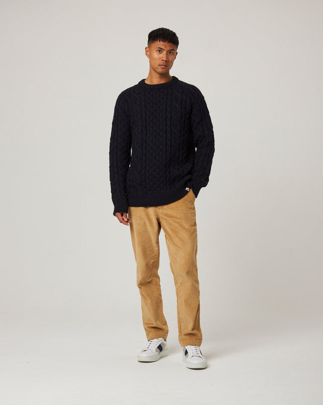 Peregrine Hudson Aran Jumper - Navy-Men&#39;s Sweaters-Brooklyn-Vancouver-Yaletown-Canada