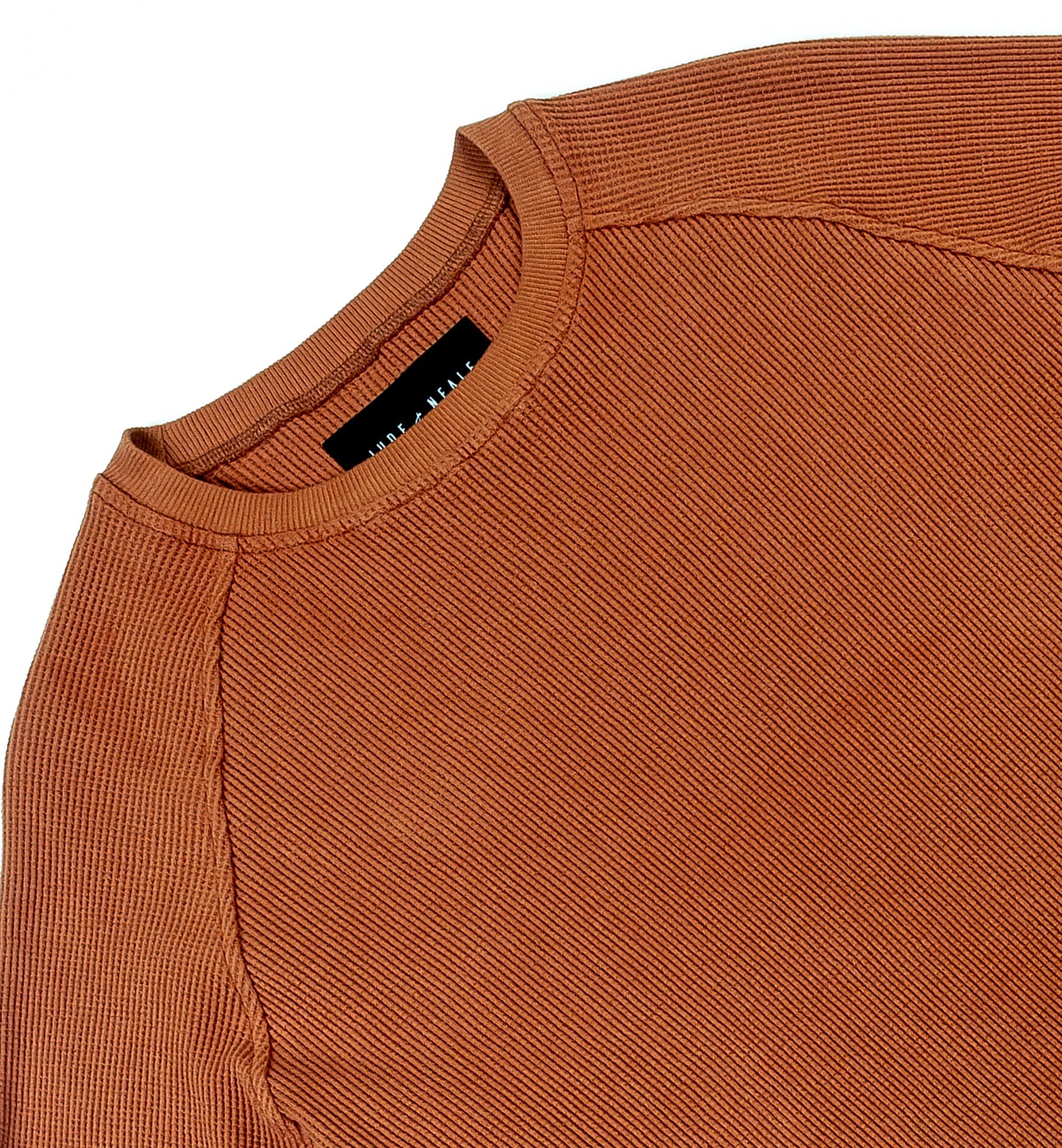 Jude Neale Rogan Waffle Long Sleeve - Rust-Men's Shirts-Brooklyn-Vancouver-Yaletown-Canada