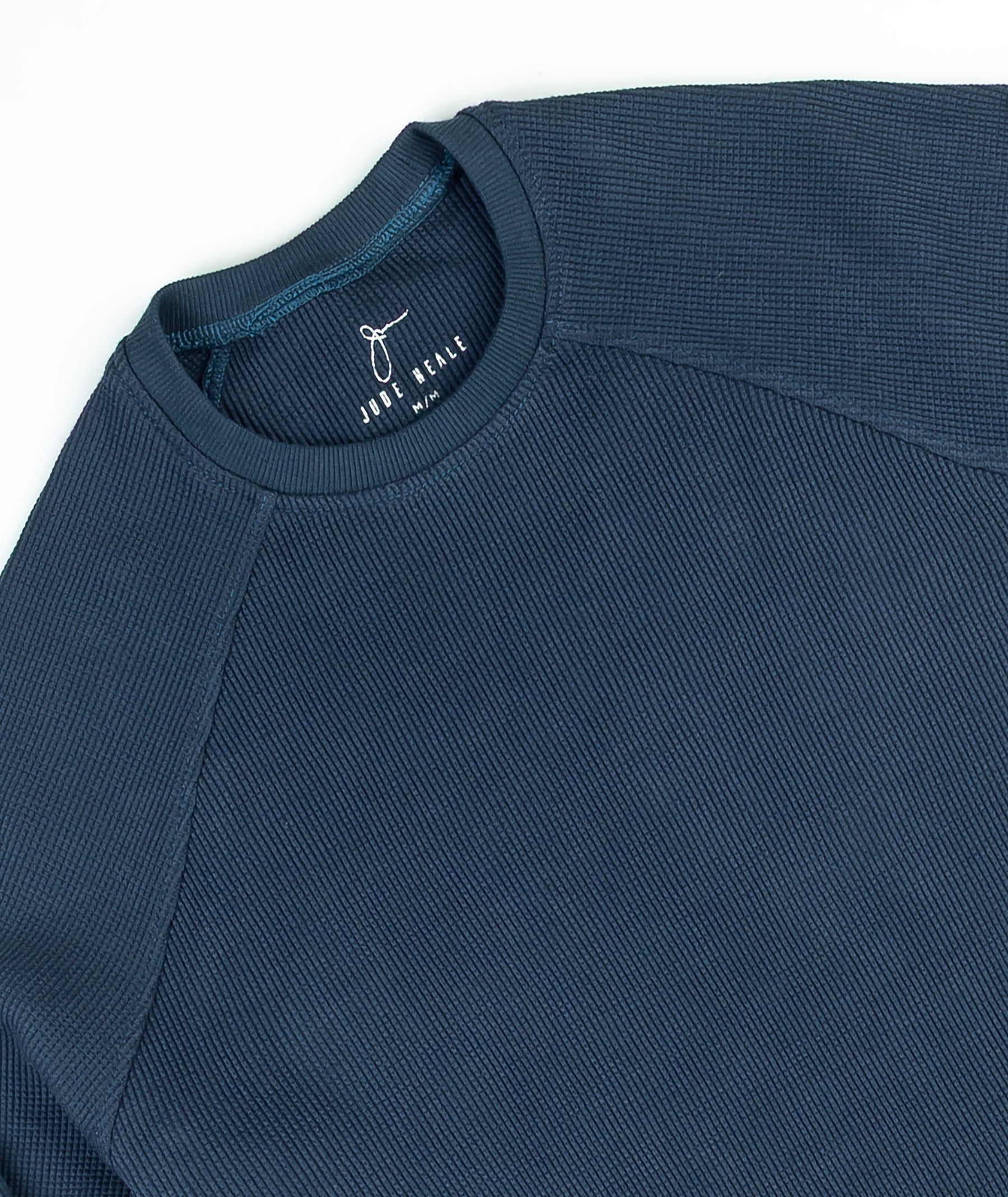 Jude Neale Rogan Waffle Long Sleeve - Marine Blue-Men's Shirts-Brooklyn-Vancouver-Yaletown-Canada