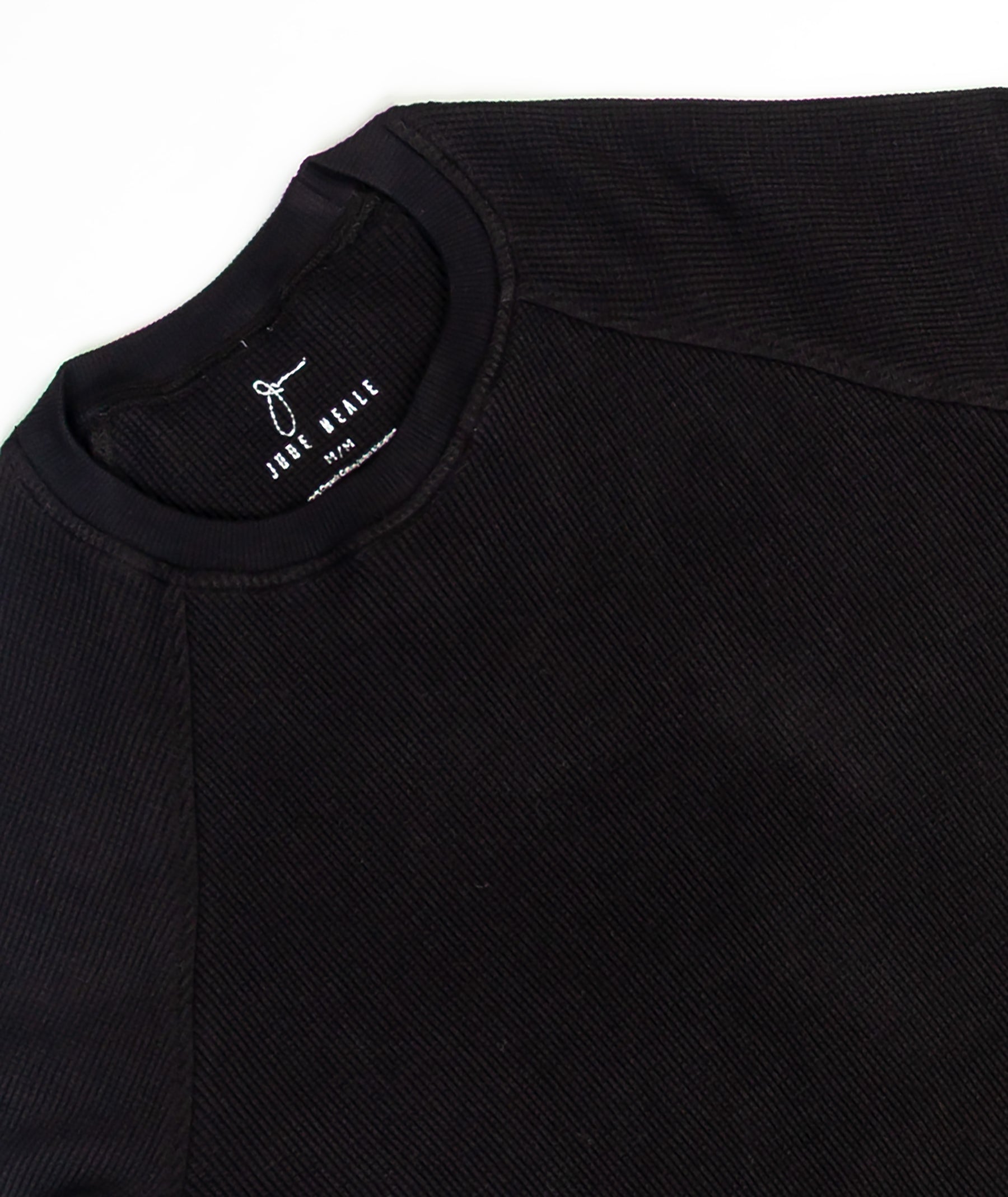 Jude Neale Rogan Waffle Long Sleeve - Black-Men's Shirts-Brooklyn-Vancouver-Yaletown-Canada