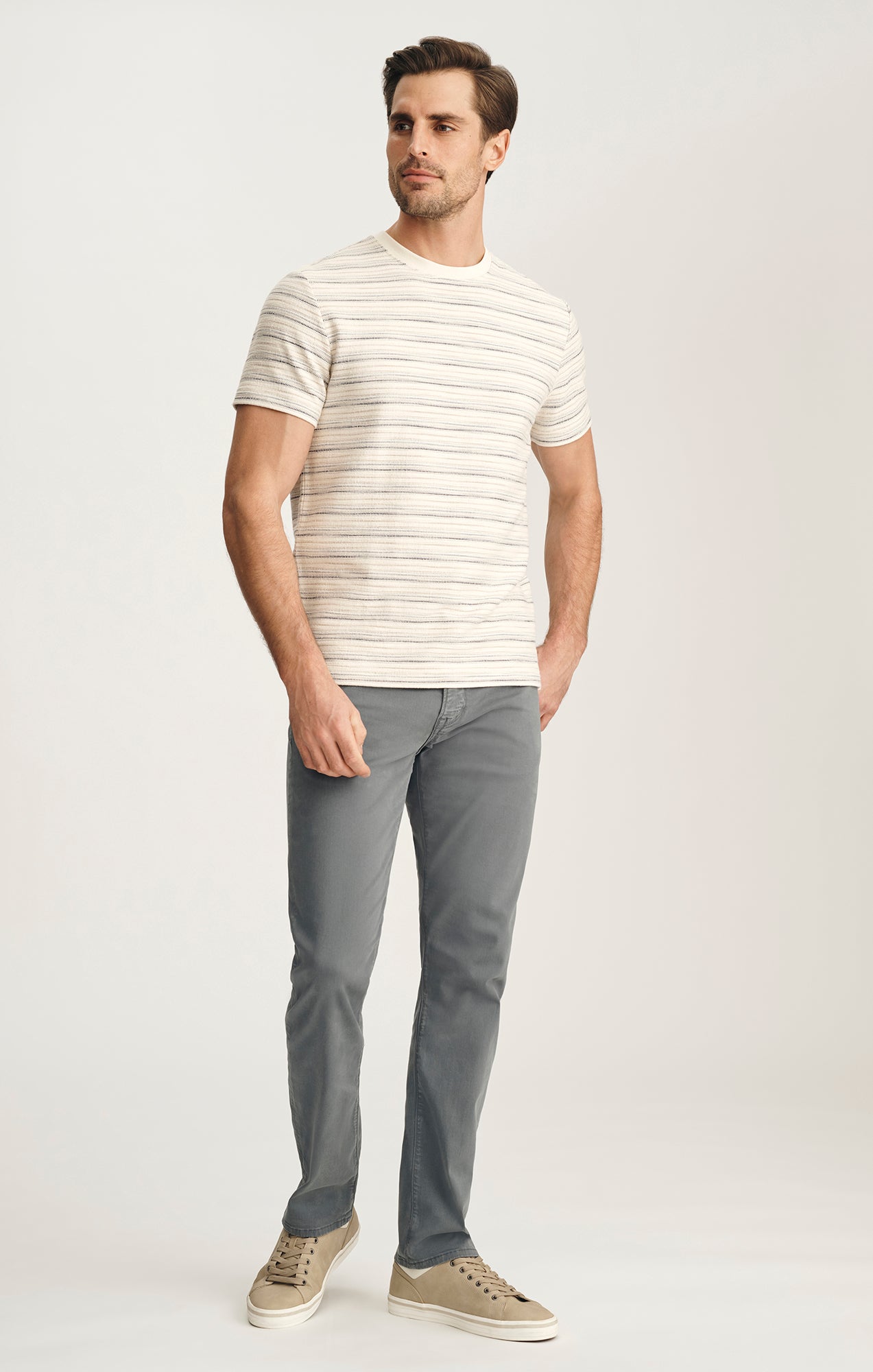 34 Heritage Striped Tee Beige-Men's T-Shirts-Brooklyn-Vancouver-Yaletown-Canada