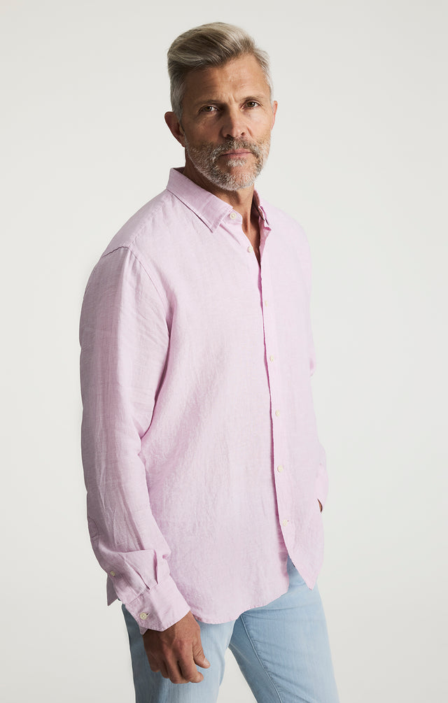 34 Heritage Linen Shirt Lilac-Men's Shirts-Brooklyn-Vancouver-Yaletown-Canada