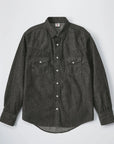 Edwin Kst069-01 Western Shirts - Black Denim-Men's Shirts-Brooklyn-Vancouver-Yaletown-Canada