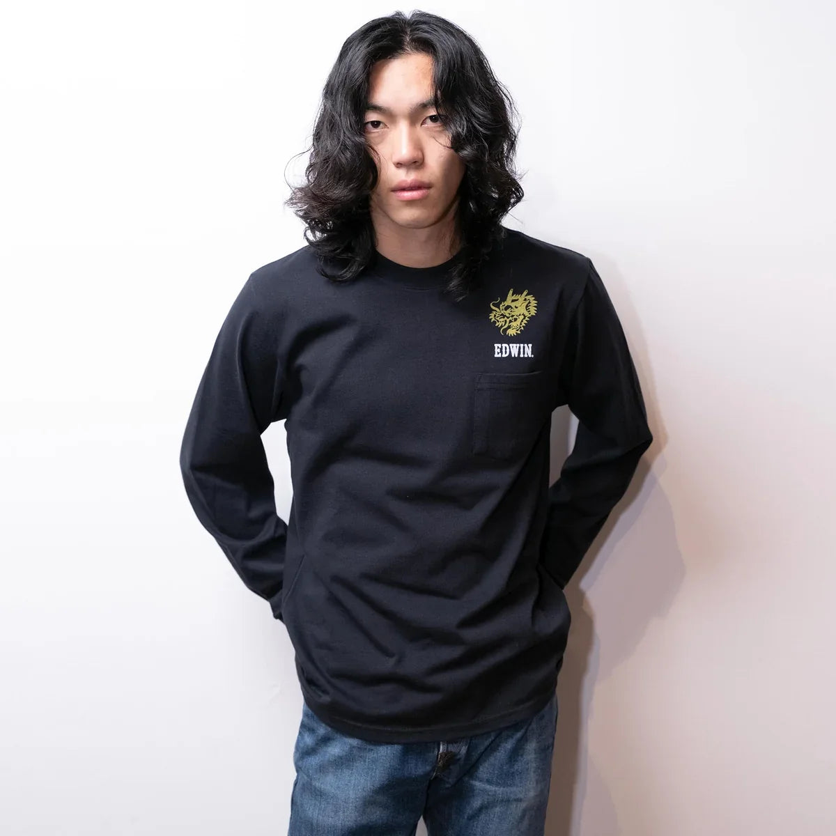 Edwin Long Sleeve Tee - Navy Lucky You