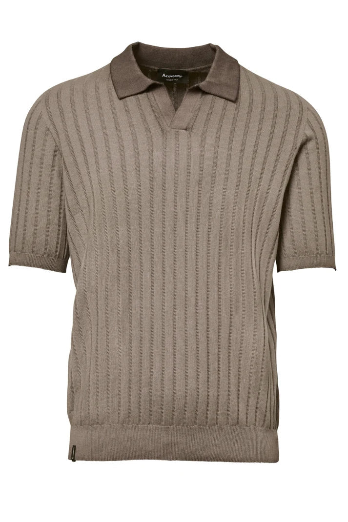 Arovescio Polo Derby Costa Piatta "Wave" Johnny Collar - Bark-Men's Sweaters-Brooklyn-Vancouver-Yaletown-Canada