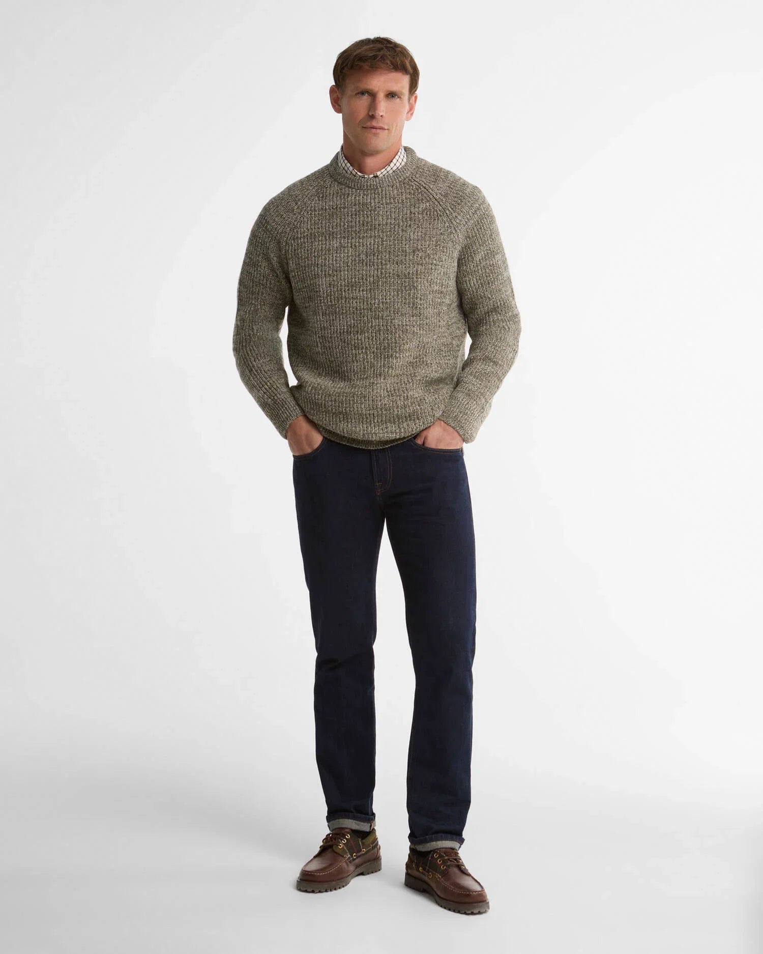 Barbour Horseford Crew Neck Jumper - Shadow Green-Men's Sweaters-Brooklyn-Vancouver-Yaletown-Canada