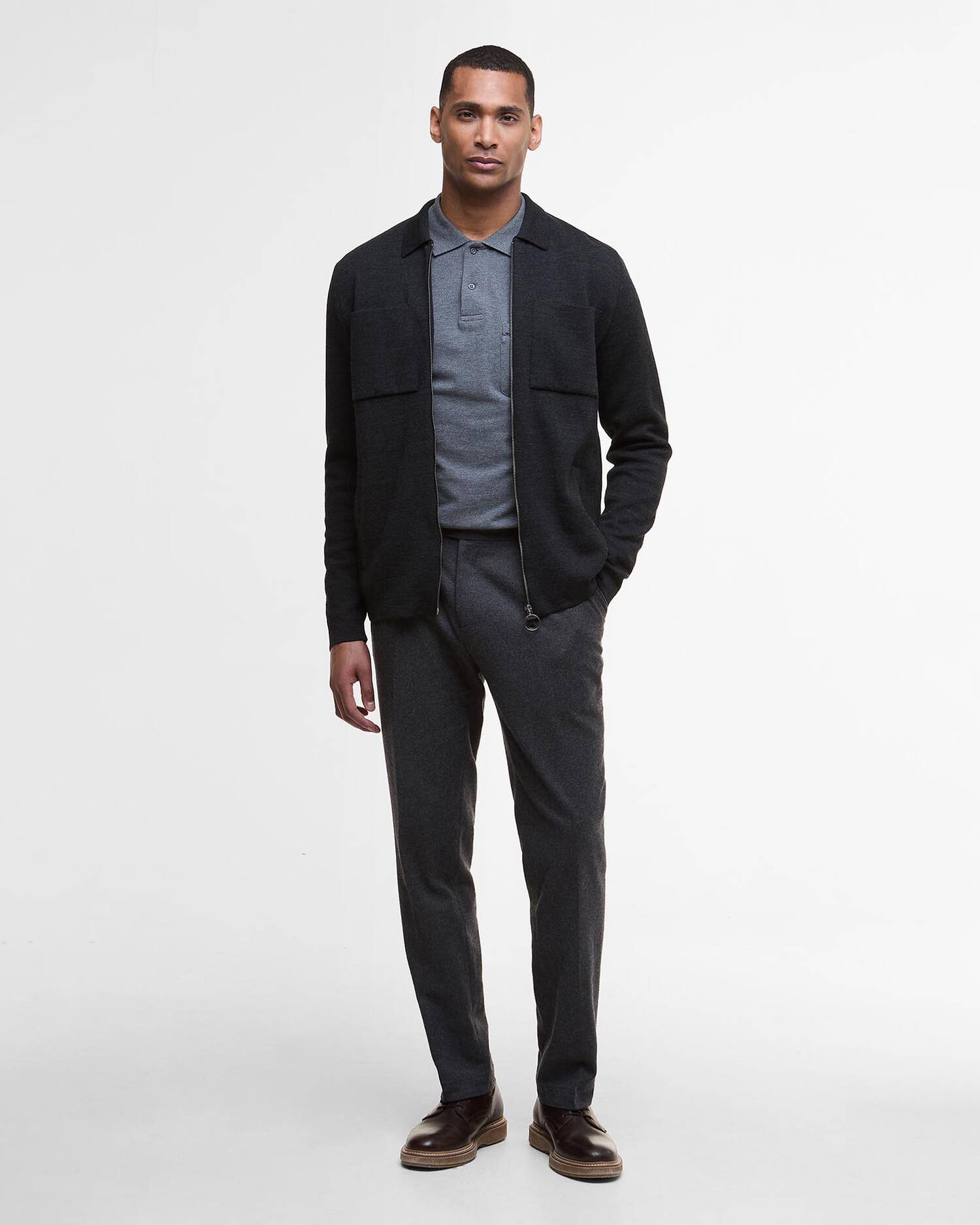 Barbour Croscombe Knitted Zip Through - Charcoal Marl-Men&#39;s Sweaters-Brooklyn-Vancouver-Yaletown-Canada