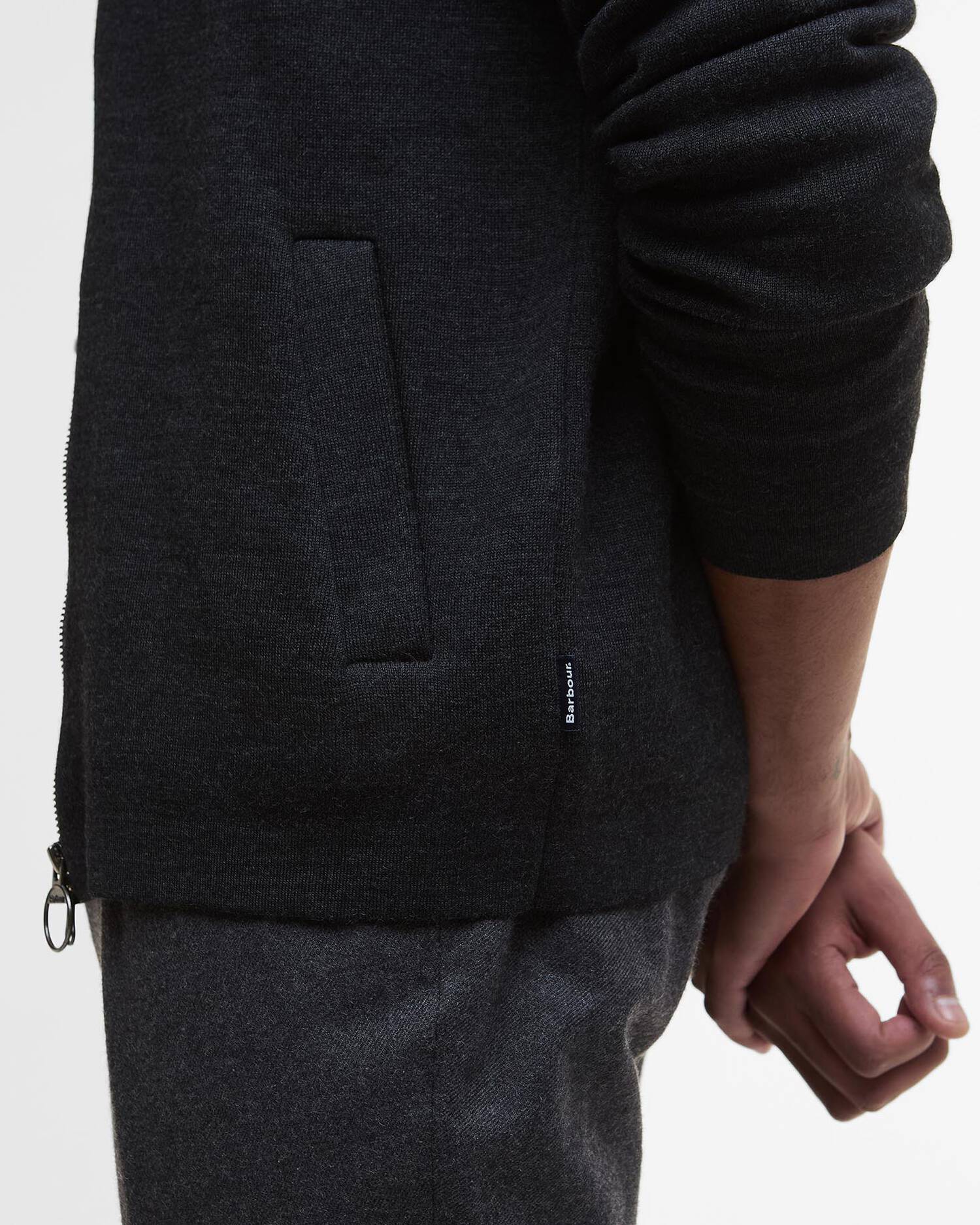 Barbour Croscombe Knitted Zip Through - Charcoal Marl-Men&#39;s Sweaters-Brooklyn-Vancouver-Yaletown-Canada