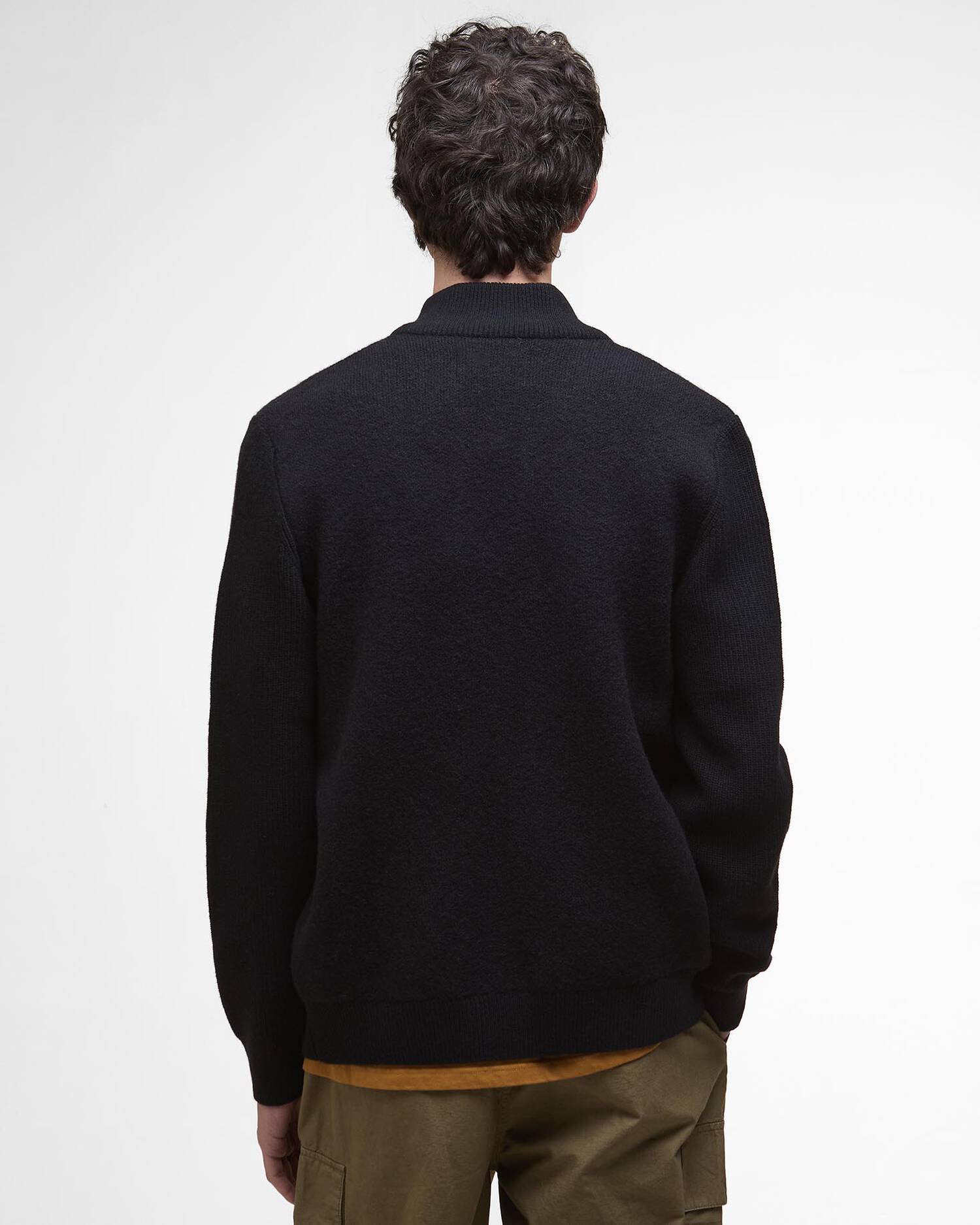 Barbour Milburn Zip Through Knitted Jumper - Black-Men's Sweaters-Brooklyn-Vancouver-Yaletown-Canada