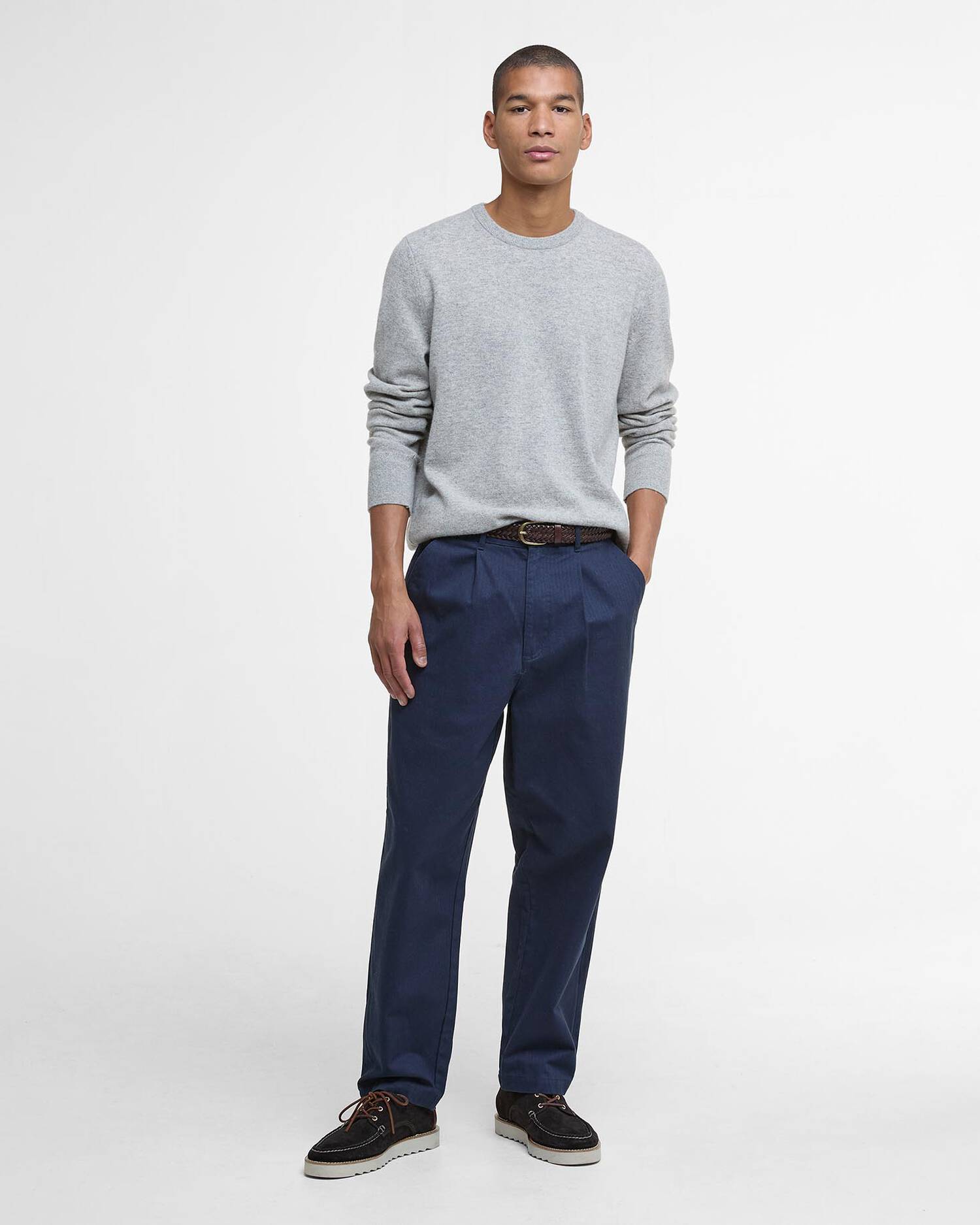 Barbour Waterbury Crew Neck Sweater - Mist-Men&#39;s Sweaters-Brooklyn-Vancouver-Yaletown-Canada