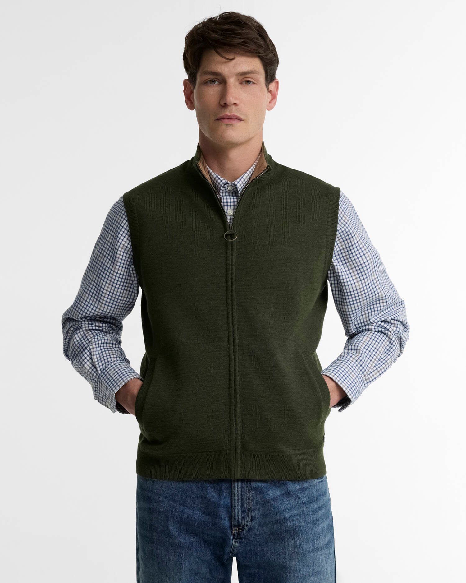 Barbour Marcus Knitted Gilet - Olive-Men's Sweaters-Brooklyn-Vancouver-Yaletown-Canada