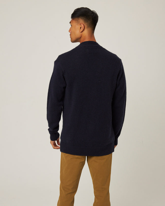 Peregrine Merino Wool Makers Stitch Cardigan Navy-Men's Sweaters-Brooklyn-Vancouver-Yaletown-Canada